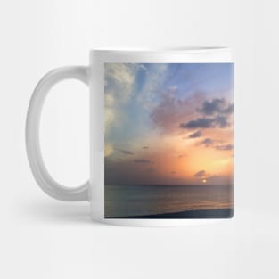 Tiki Beach Caribbean Island Sunset in Fire Orange and Purple Glowing Color Mug